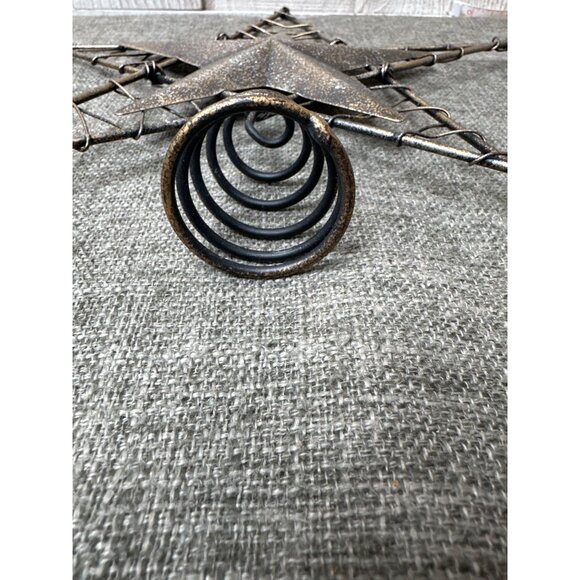 Rustic Metal Star Christmas Tree Topper With Wire Frame & Spring Base 10 inch - Picture 4 of 5